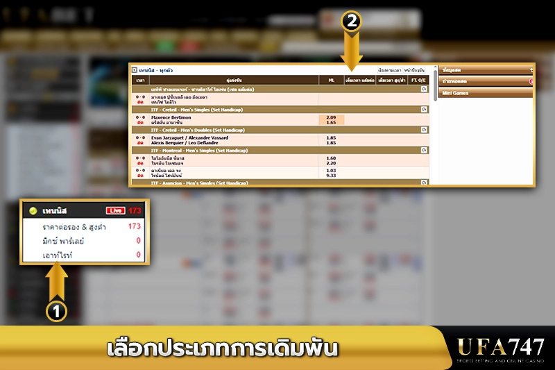 เลือกประเภทการเดิมพันเทนนิส
